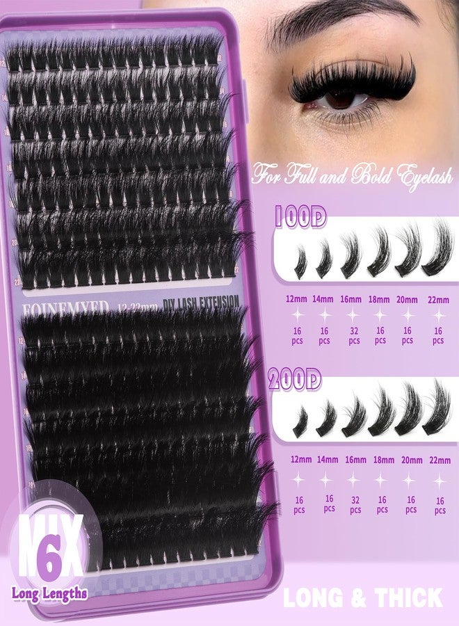 FOINEMYED Lash Clusters Kit 100D+200D Thick Volume Eyelash Clusters Kit 12-22mm Long Cluster Lashes Eyelash Extensions Kit Individual Clusters Lashes Kit DIY at Home D Curly Lash Extension by FOINEMYED - Image 2